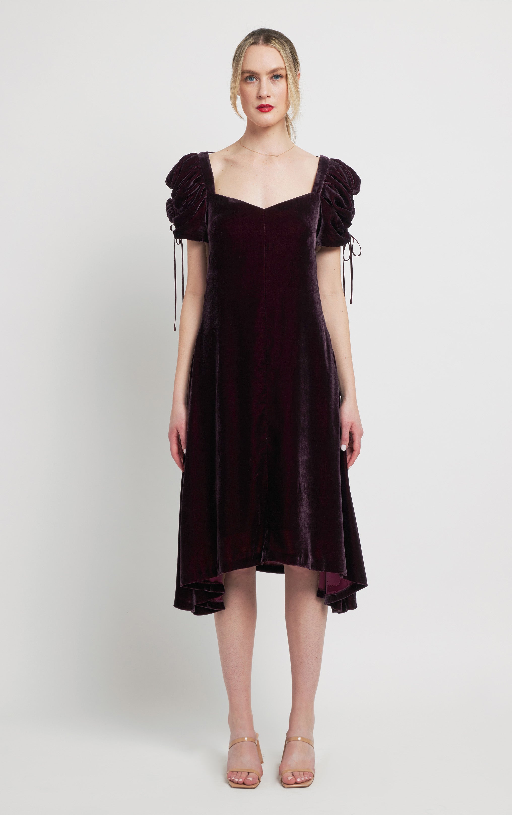 Burgundy Dress | Silk Velvet Dress