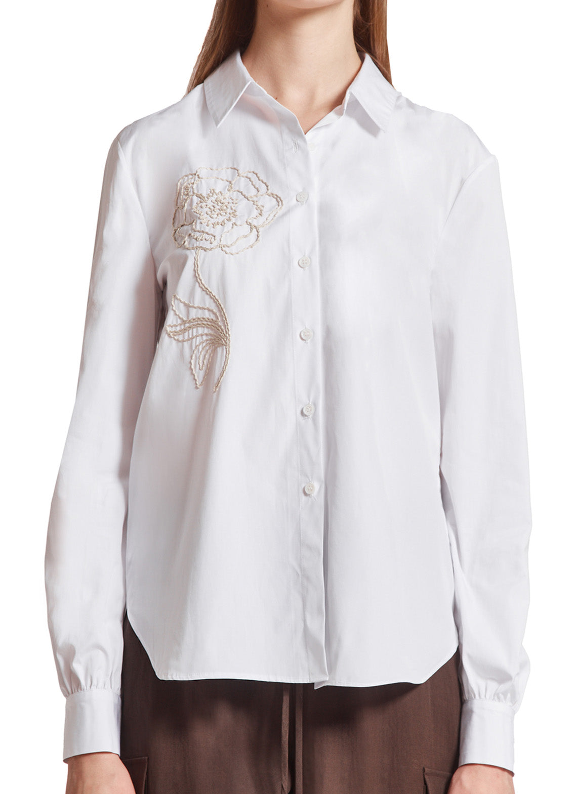 Poplin Shirt With Embroidery - Chalk Pre Order