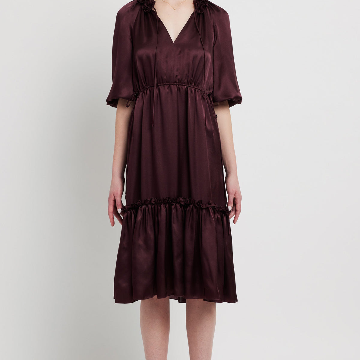 Burgundy Dress | Luxury Silk Dress | Midi Length Dress Burgundy Dress | Luxury Silk Dress | Midi Length Dress